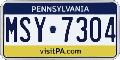 PA license plate MSY7304