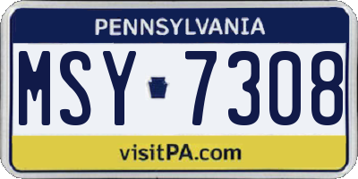 PA license plate MSY7308
