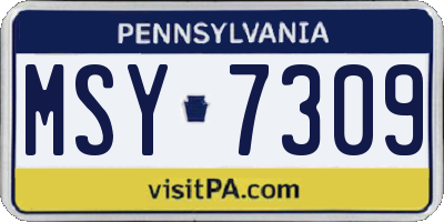 PA license plate MSY7309