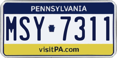 PA license plate MSY7311