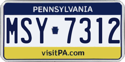 PA license plate MSY7312