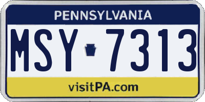PA license plate MSY7313
