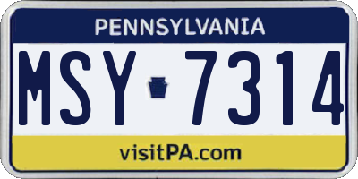 PA license plate MSY7314