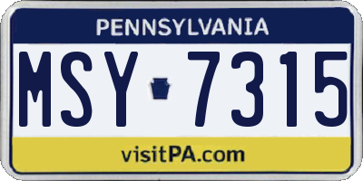 PA license plate MSY7315