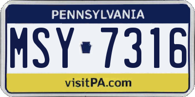 PA license plate MSY7316