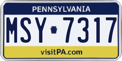 PA license plate MSY7317