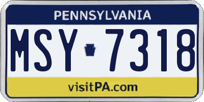 PA license plate MSY7318