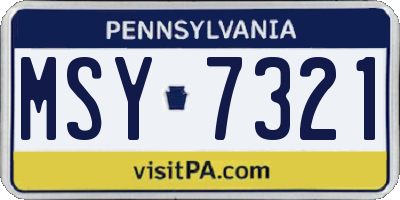 PA license plate MSY7321