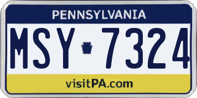 PA license plate MSY7324