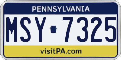 PA license plate MSY7325