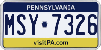 PA license plate MSY7326