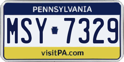 PA license plate MSY7329