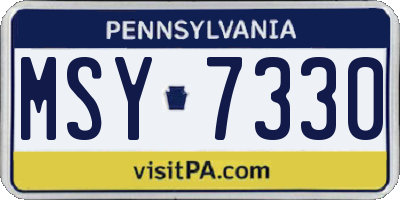 PA license plate MSY7330