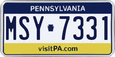 PA license plate MSY7331