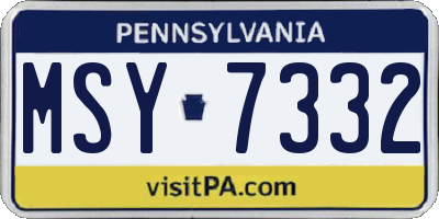 PA license plate MSY7332
