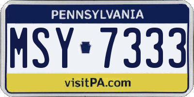 PA license plate MSY7333