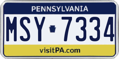 PA license plate MSY7334