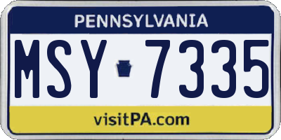 PA license plate MSY7335