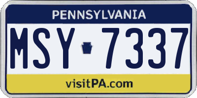 PA license plate MSY7337