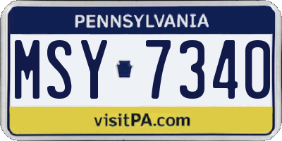 PA license plate MSY7340
