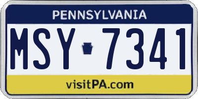 PA license plate MSY7341
