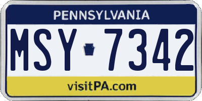 PA license plate MSY7342