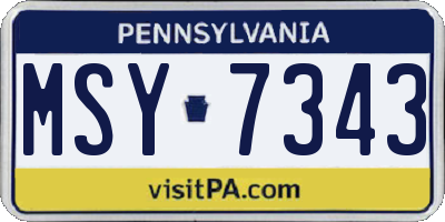 PA license plate MSY7343