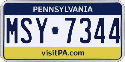 PA license plate MSY7344