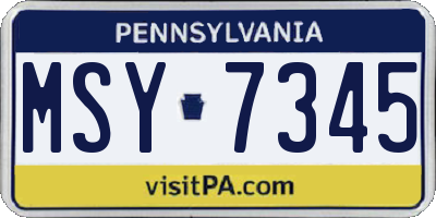 PA license plate MSY7345