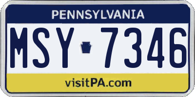 PA license plate MSY7346