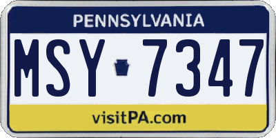PA license plate MSY7347