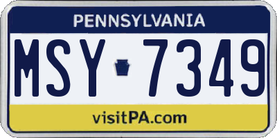 PA license plate MSY7349