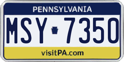 PA license plate MSY7350