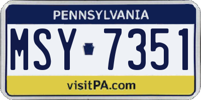 PA license plate MSY7351