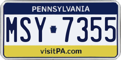 PA license plate MSY7355