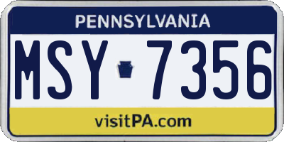 PA license plate MSY7356