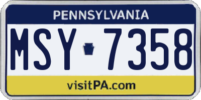 PA license plate MSY7358