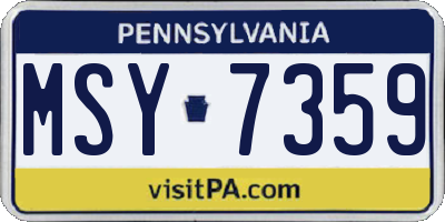 PA license plate MSY7359