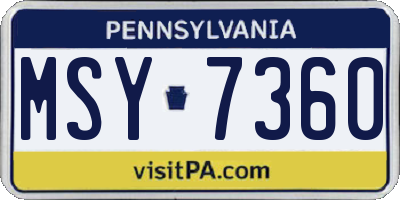 PA license plate MSY7360