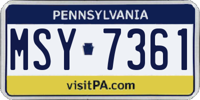 PA license plate MSY7361