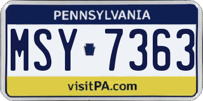PA license plate MSY7363