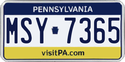PA license plate MSY7365