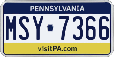 PA license plate MSY7366
