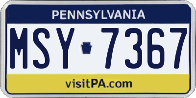 PA license plate MSY7367
