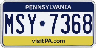 PA license plate MSY7368