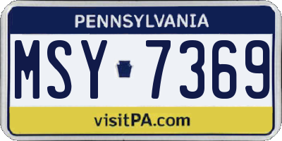 PA license plate MSY7369