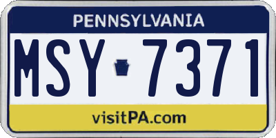 PA license plate MSY7371