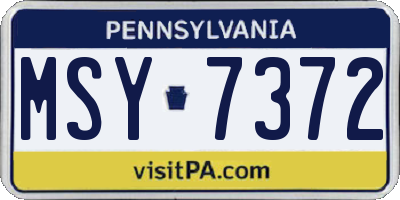 PA license plate MSY7372