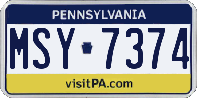 PA license plate MSY7374