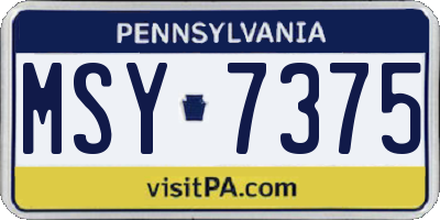PA license plate MSY7375